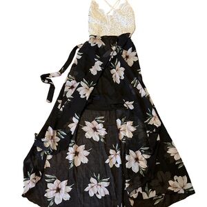 Blooming Jelly Floral Maxi Dress with White Lace Top